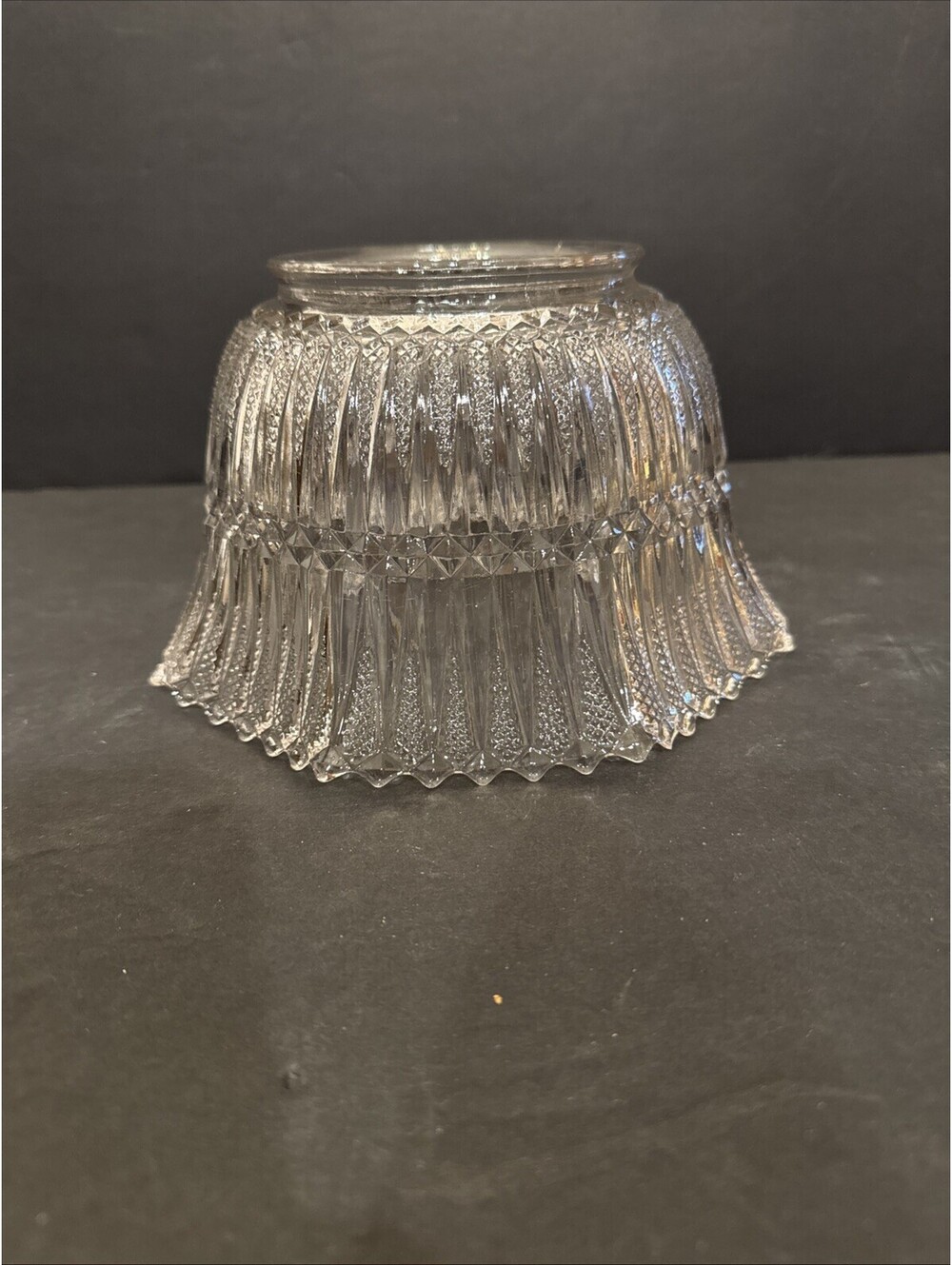 Arts & Crafts Ribbed Prismatic Fitter Gas / Oil Lamp Shade 3 7/8” Fitter 4 5/8”H